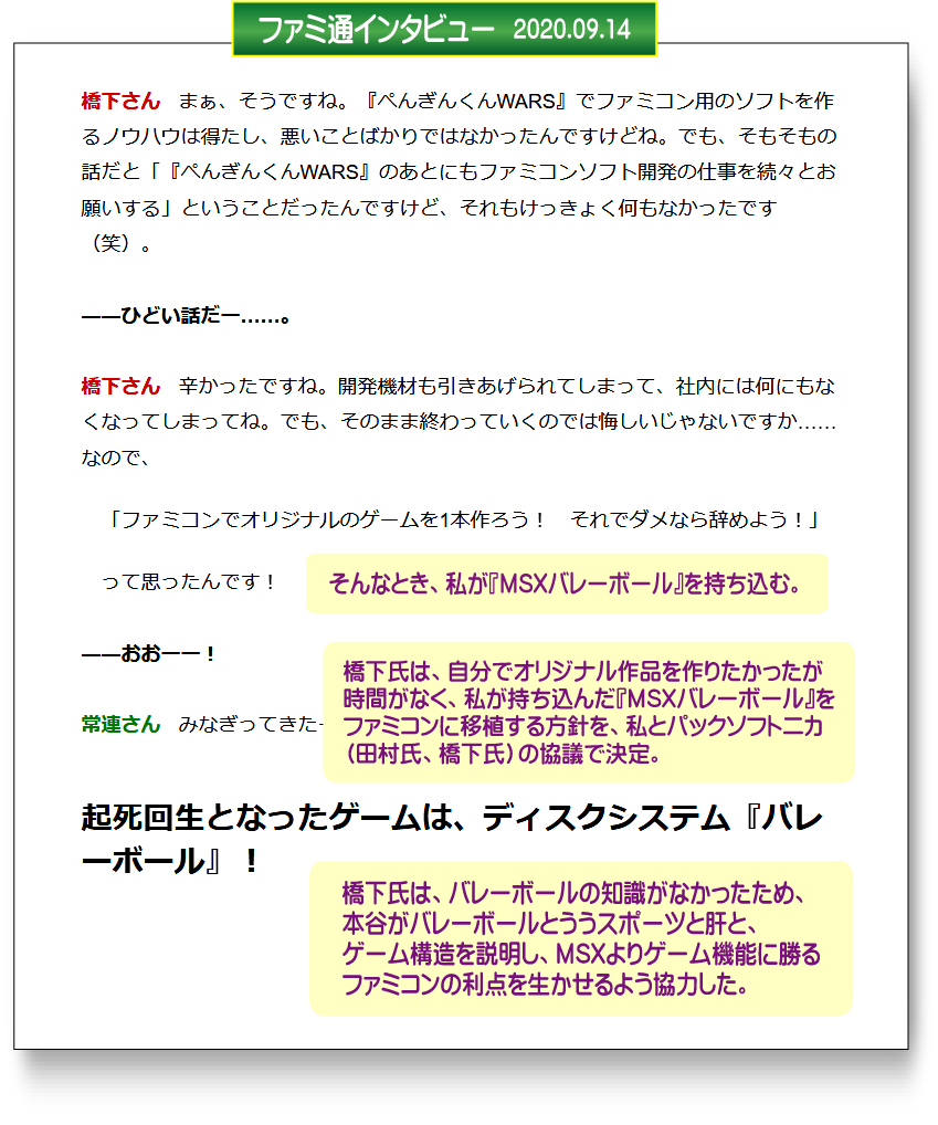 任天堂バレーボールの原作権利者・ファミコン移植ディレクター、本谷浩明